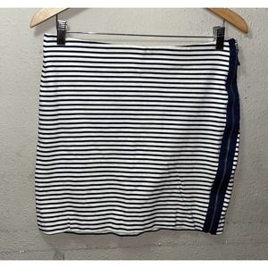 Madewell Skirt Striped Eventide Mini Skirt Side Zip Navy/White Women’s Size Med